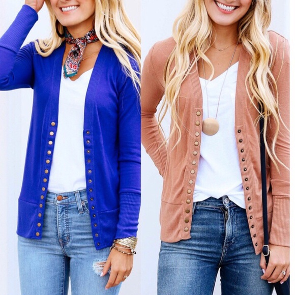 BEST SELLING ✨ DENIM BLUE SNAP BUTTON CARDIGAN - Picture 4 of 5